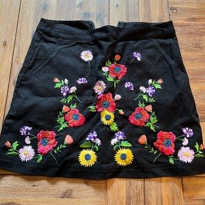 Topshop embroidered flower skirt